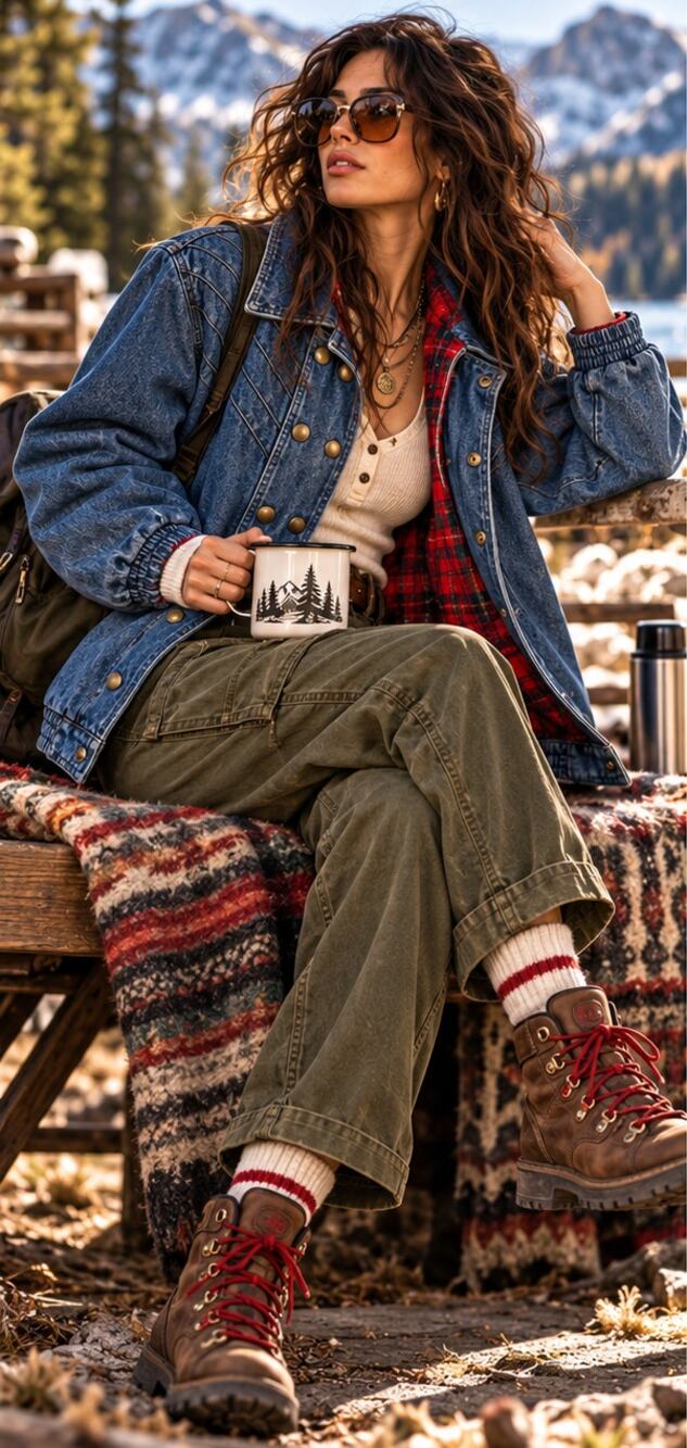 Vintage 80s 90s Denim Jacket M Plaid Flannel Lined Quilted Grunge Jean Coat